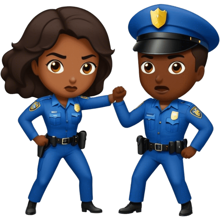 A bad woman fighting a male police officer emoji