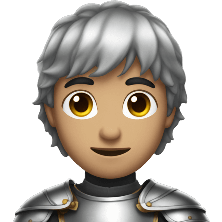 a young guy of model appearance with dark short hair in a knight's silver armor emoji