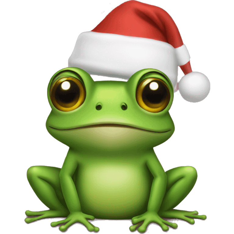 Frog in a Christmas hat emoji