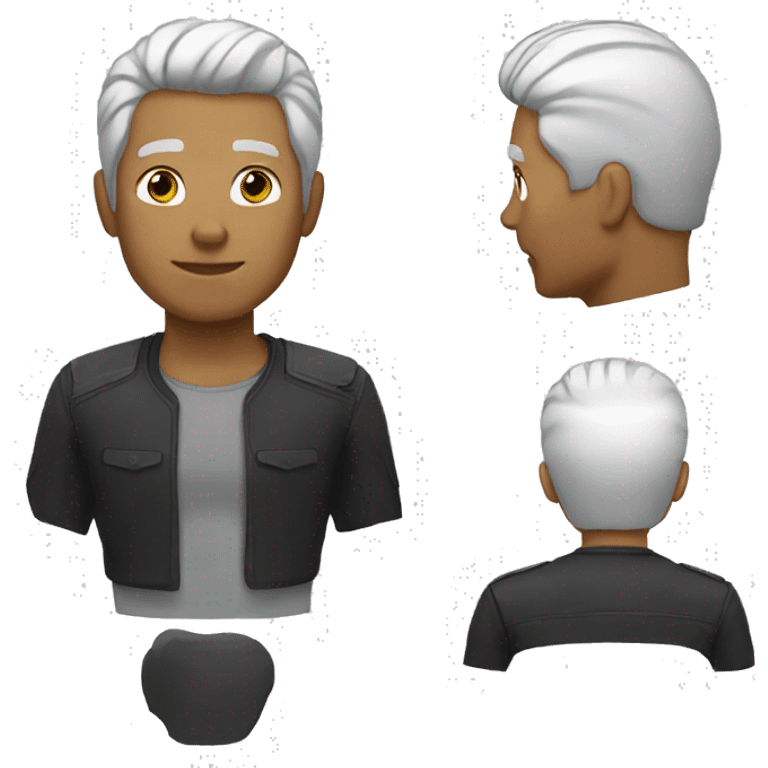 Man white hair black atractivo emoji