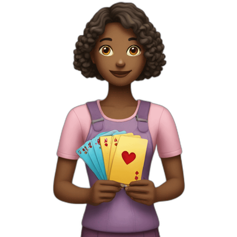 A girl holding cards emoji