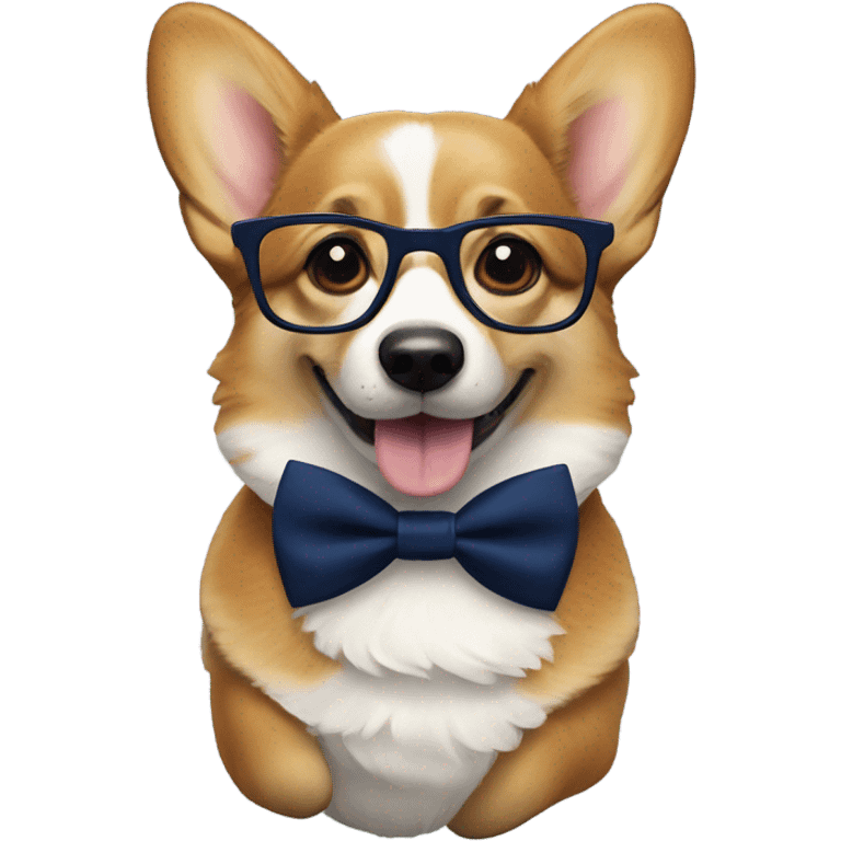 corgi with navi blue bow tie and glasses emoji