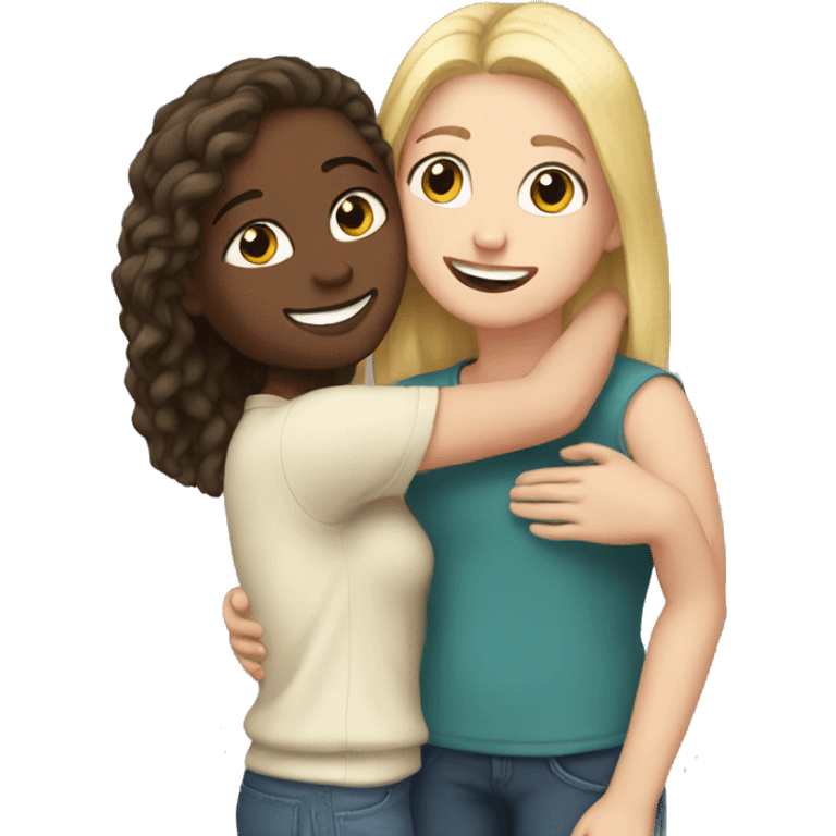 White Girl hugs white girl emoji