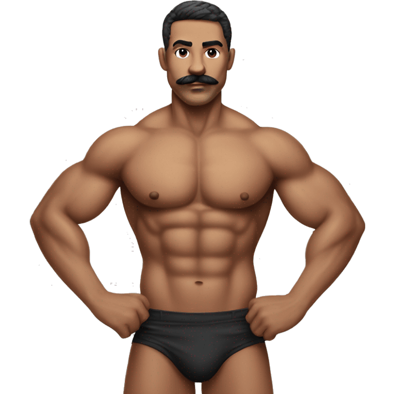 Muscular gay man with mustache bikini realistic emoji