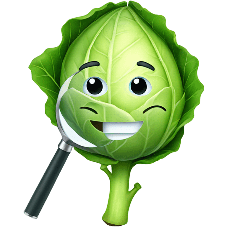 happy cabbage hold magnifying glass emoji