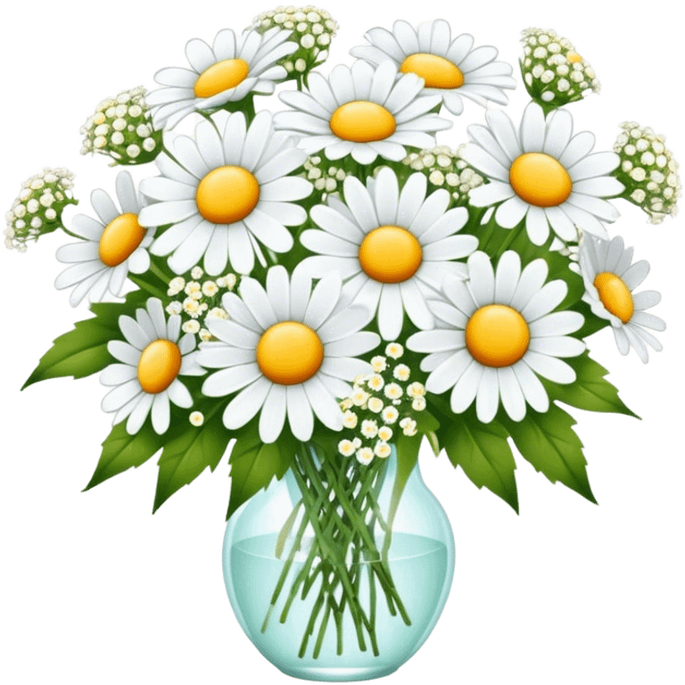 daisy and babies breath bouquet  emoji