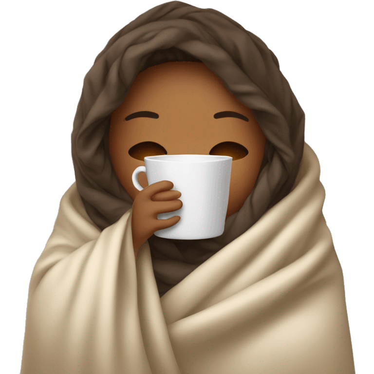 girl inside a blanket sipping coffee eyes closed emoji