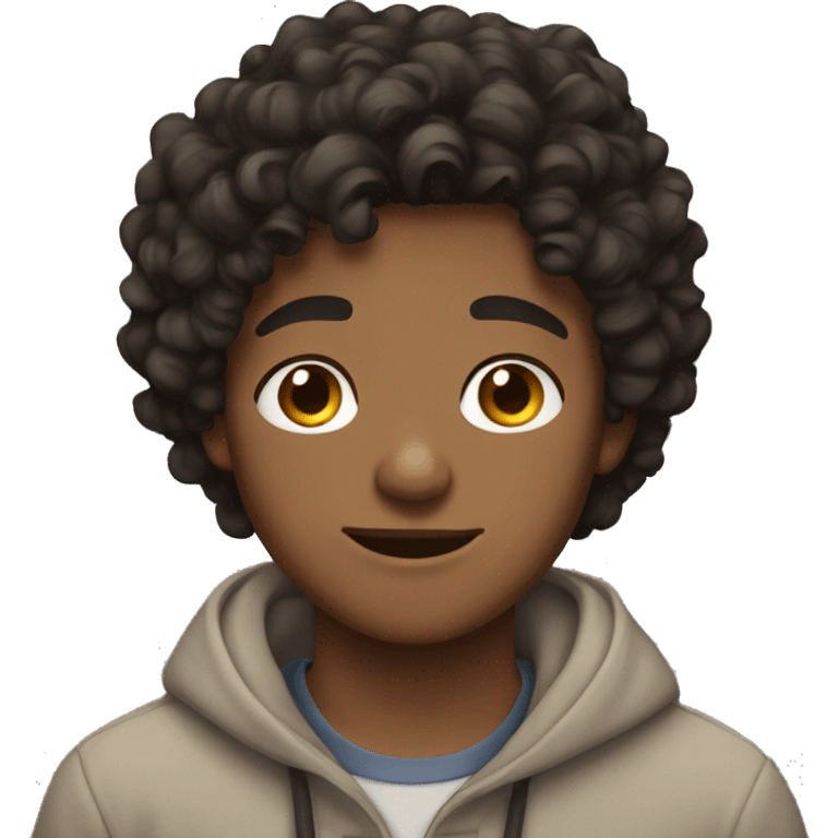 teen boy with dark brown curly hair emoji