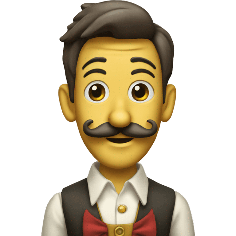 Pinocchio puppet with a long nose and mustache emoji