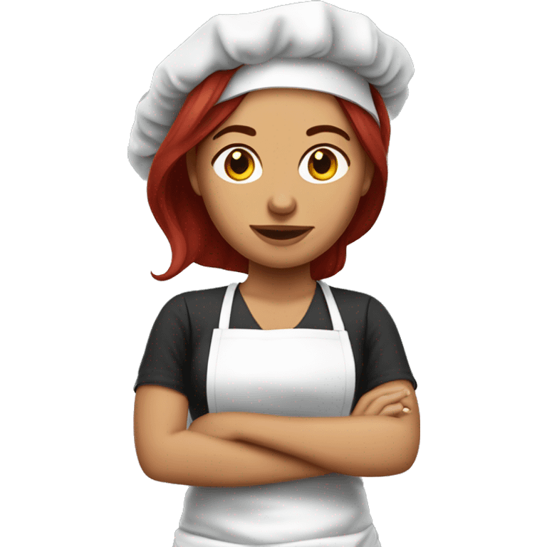 Dark straight red hair Mexican woman cooking birria emoji