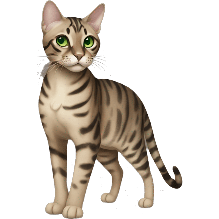 Sepia charcoal Bengal cat with Green eyes standing emoji