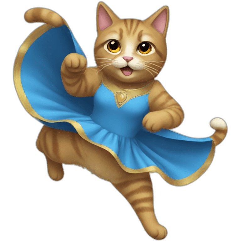 Flying cat with blue dress emoji