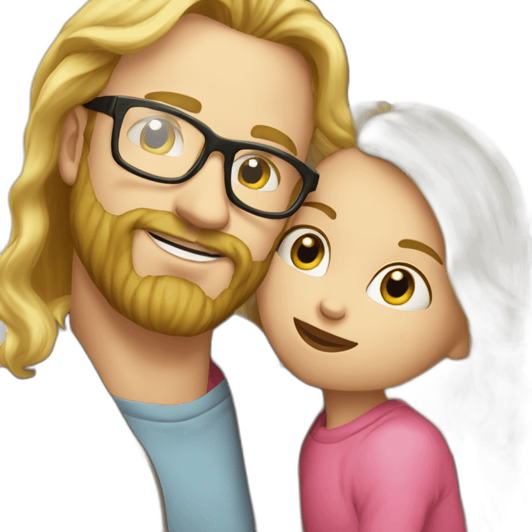 Blonde-daddy-with-glasses-and-beard-kissing-blond-daughter emoji