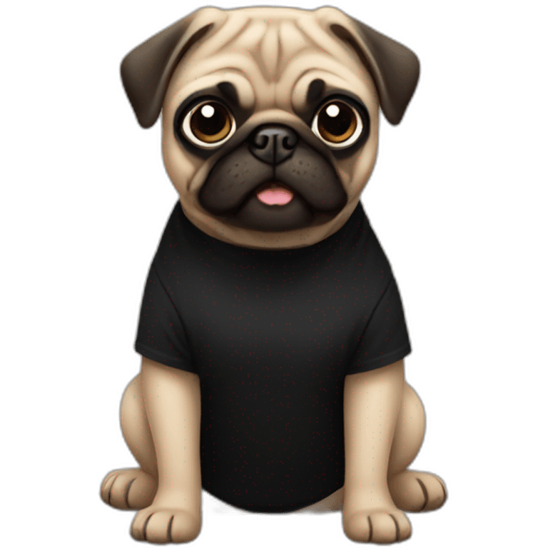 pug wearing a black t-shirt emoji