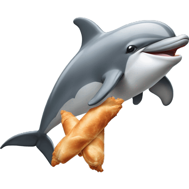 dolphin jumping with arms as fins and eating a chicken drumstick emoji