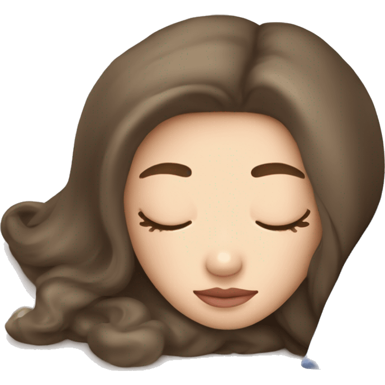 sleeping beauty brunette white girl with a silk pillow emoji