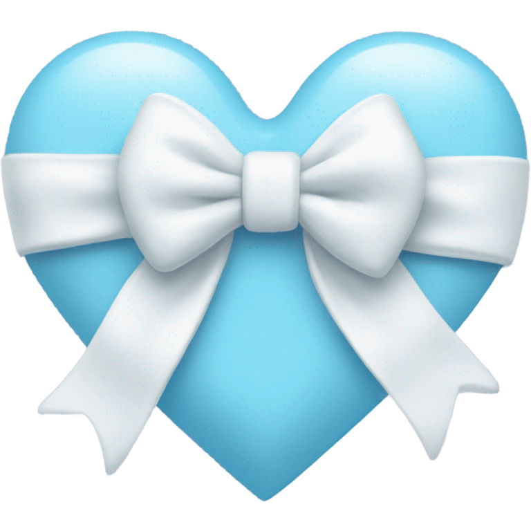 Pastel blue heart with white bow emoji