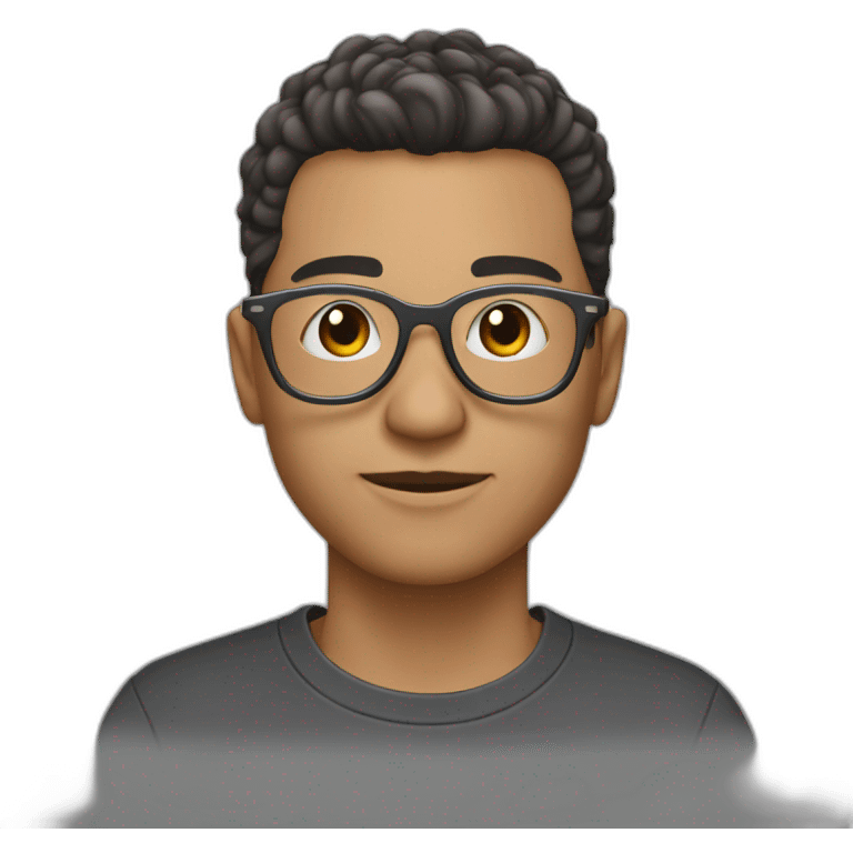 a guy with dark  mushroom hairstyle light skin in silver round glasses in a black t-shirt emoji