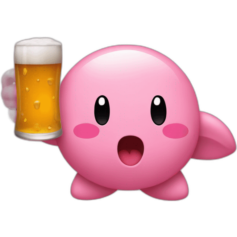 kirby with a beer emoji