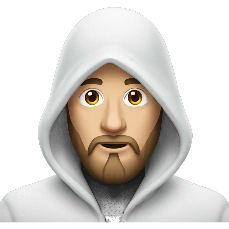 Russian man with beard in a hood covered with snow emoji