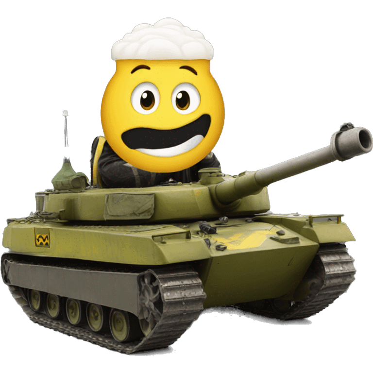 Bvb dortmund fan riding on a tank with a beer. emoji