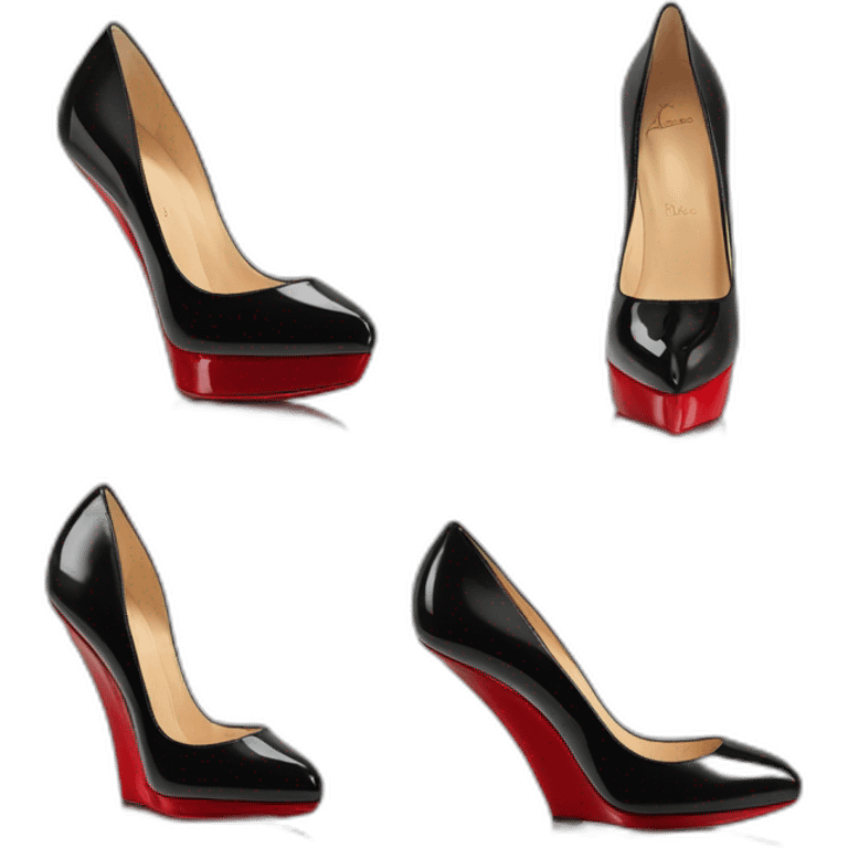 WEDGE heel LOUBOUTIN black leather PATENT emoji