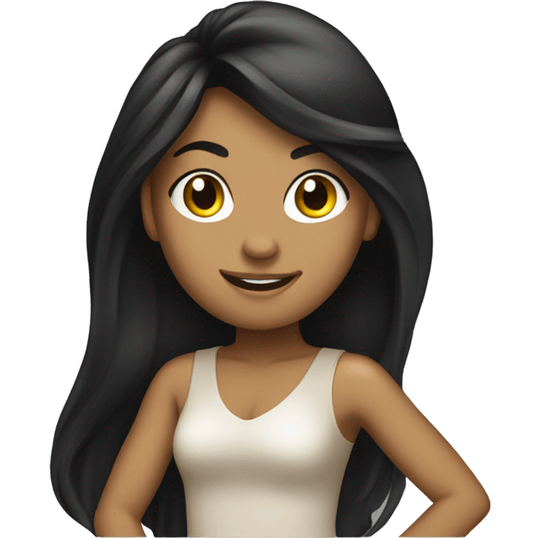 tan girl with long black hair disco dancing emoji