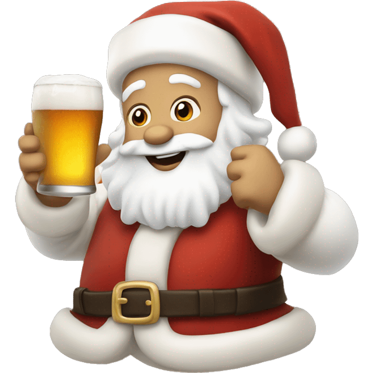 White Santa Claus with beer emoji