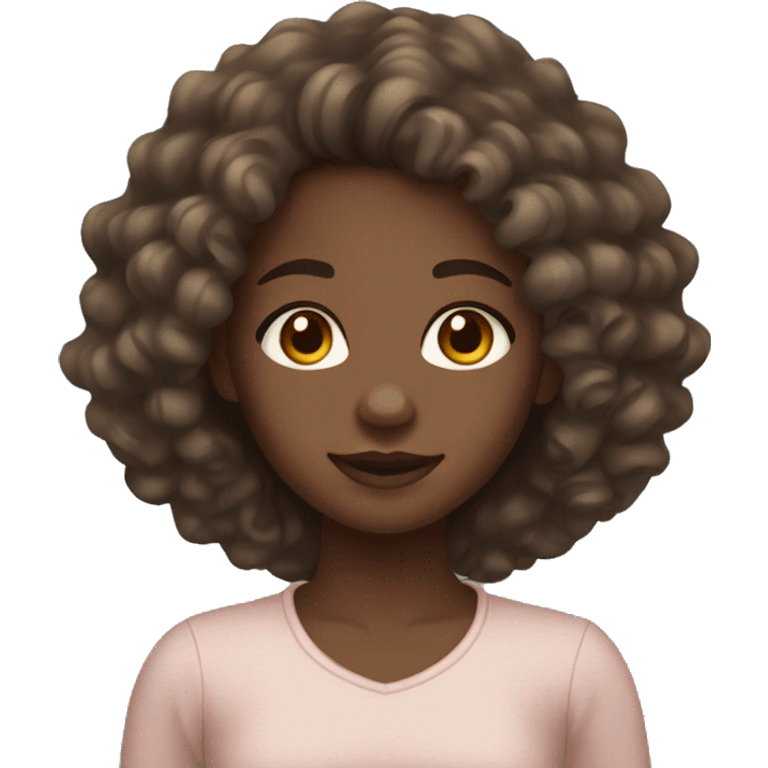 black girl with light brown eyes and long curly hair emoji