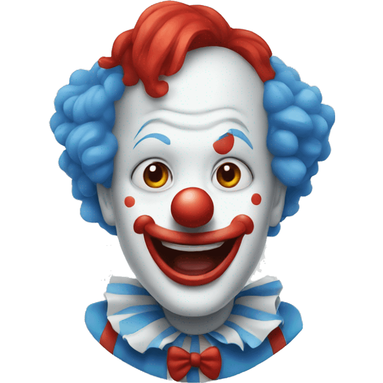 Clown in blue white and with red hair  emoji