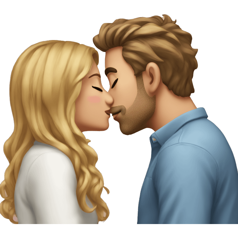 Beautiful girl kiss his boyfriend  emoji