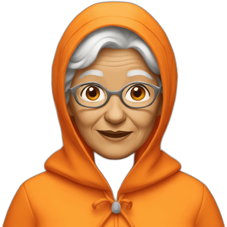 Orange raincoat granny in headscarf emoji