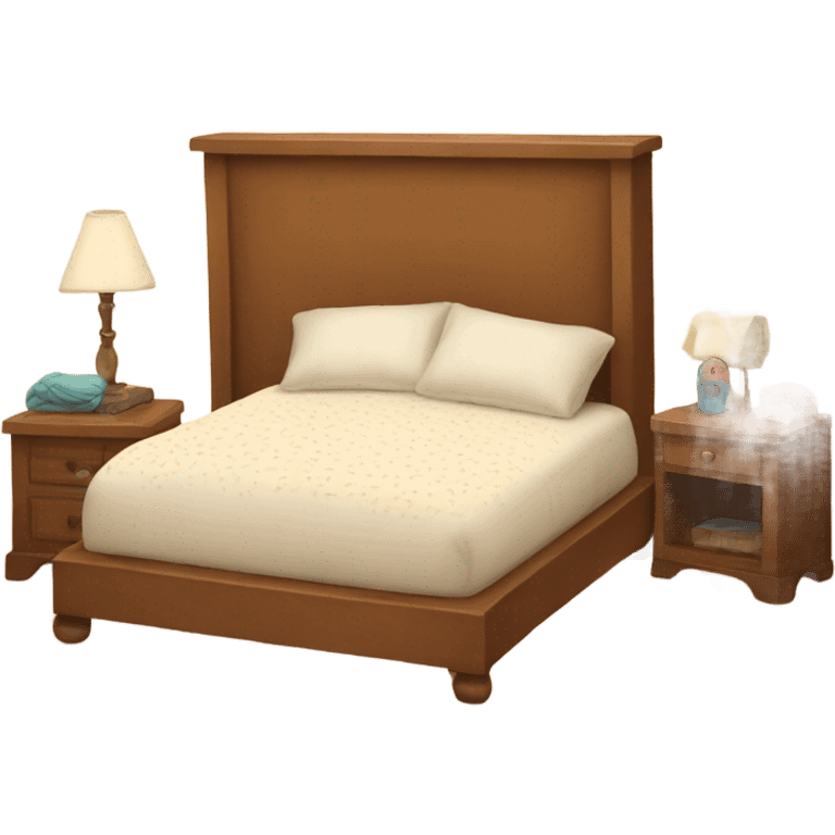 Cute bed with rug on top emoji