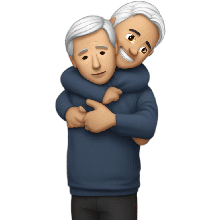 Joaquin Lopez Doriga hugging to Andres Manuel Lopez Obrador fronted emoji