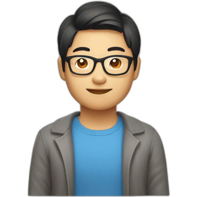 Apple style Asian developer with glasses emoji