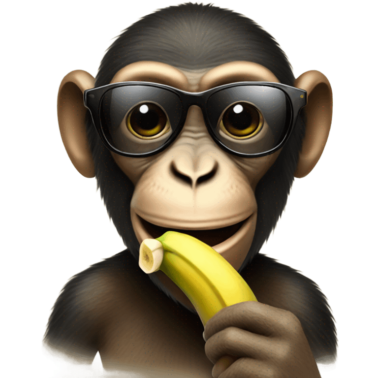 Monkey eating banana wearing sunglasses  emoji