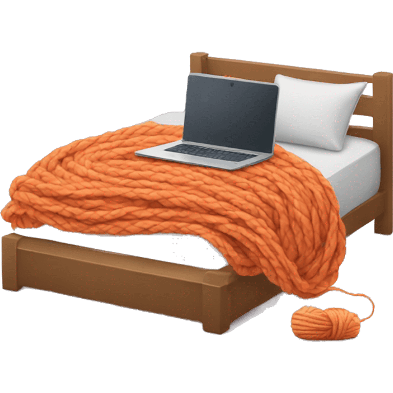 Bed + laptop + yarn skein emoji