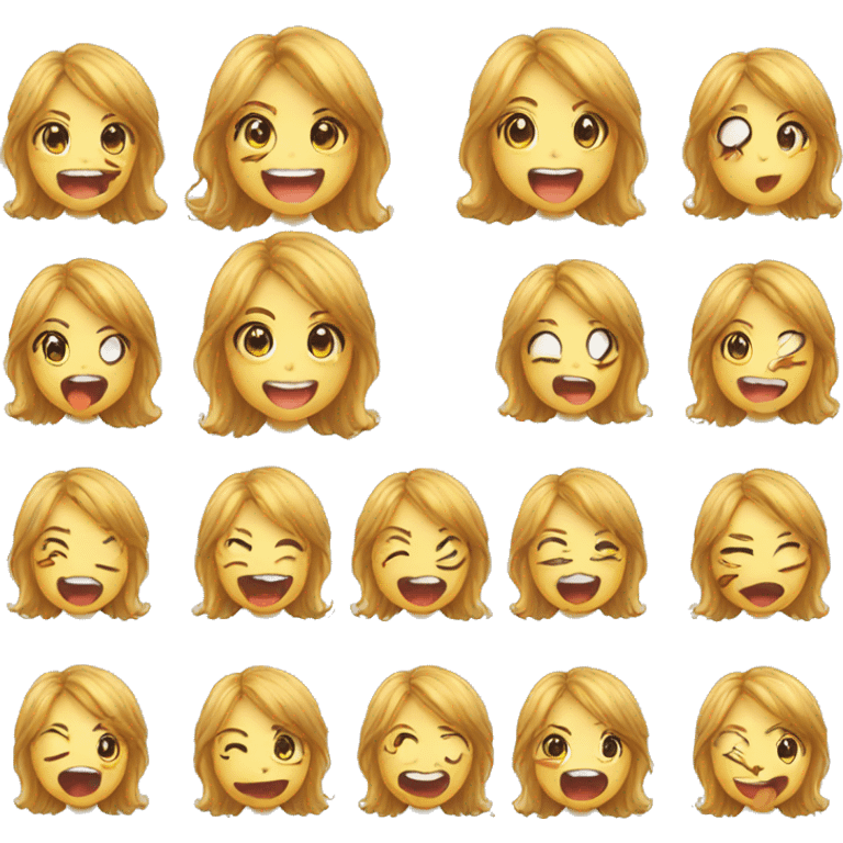 An static laughing  anime-style EMOTES featuring a beautiful half-demon girl with her face in vertical orientation. emoji