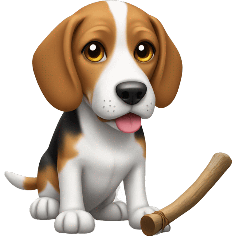 Beagle with stick emoji