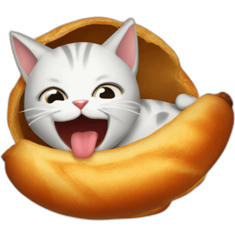 cat biting roast chicket emoji