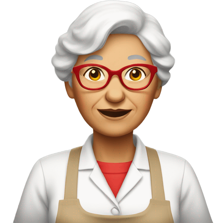 Grandma wearing red and white apron emoji