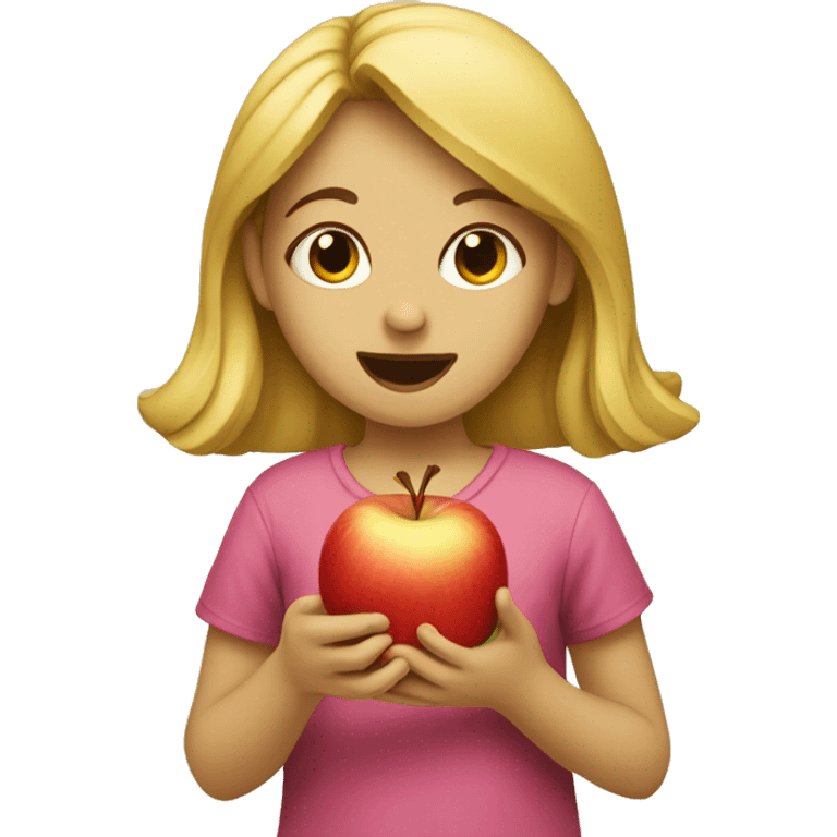 girl eating an apple emoji