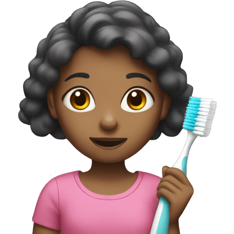 girl with a toothbrush emoji