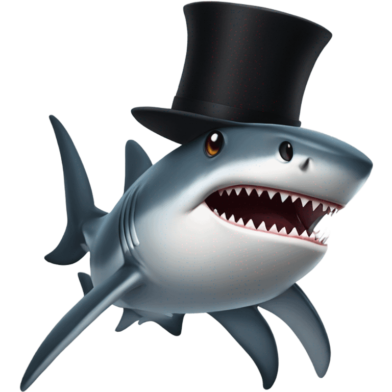 Shark with a top hat emoji