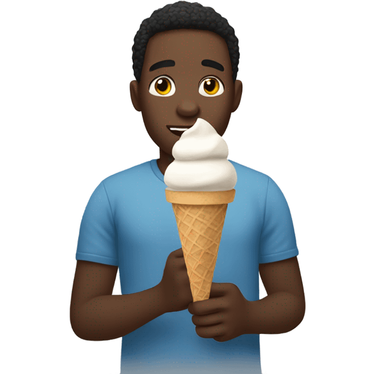 Autistic black man eating a ice cream emoji