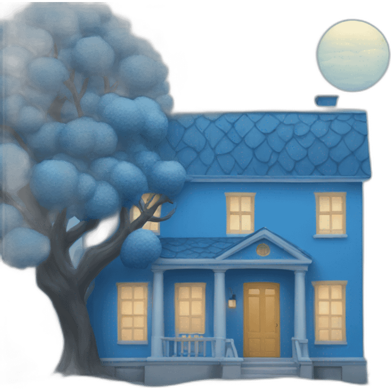 Blue house with tree emoji