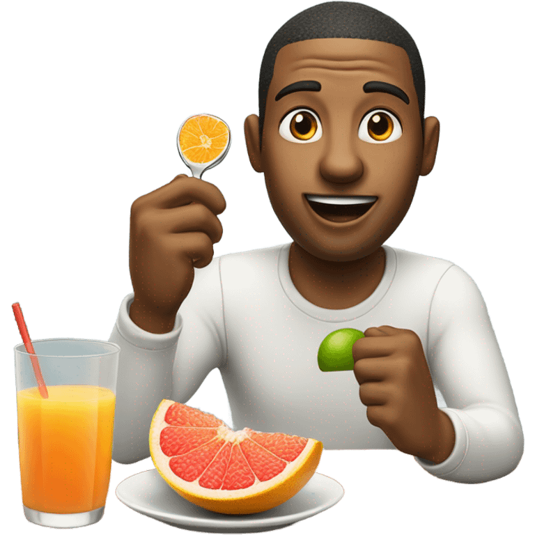 Man eating grapefruit emoji