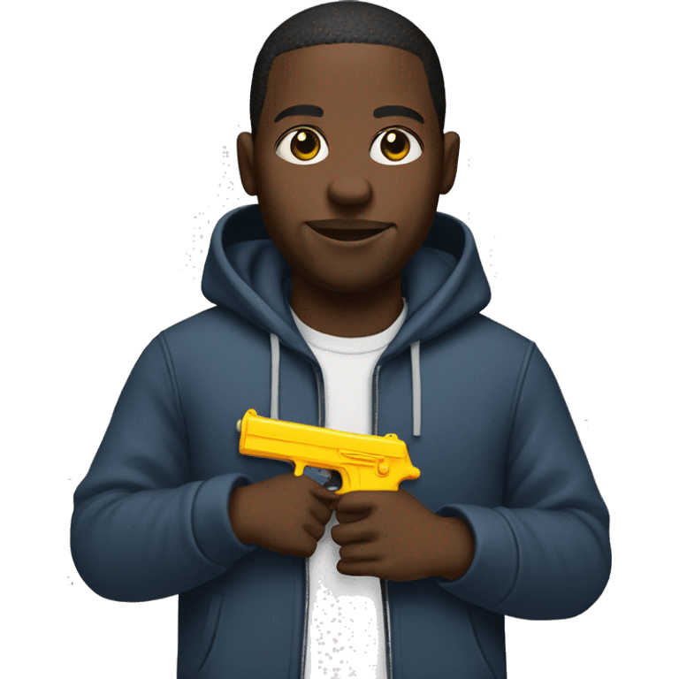 Black man with hoodie and water gun emoji