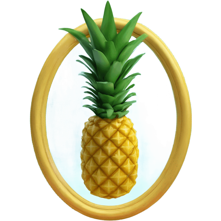 3D 🍍 pineapple looks at its reflection in the mirror emoji