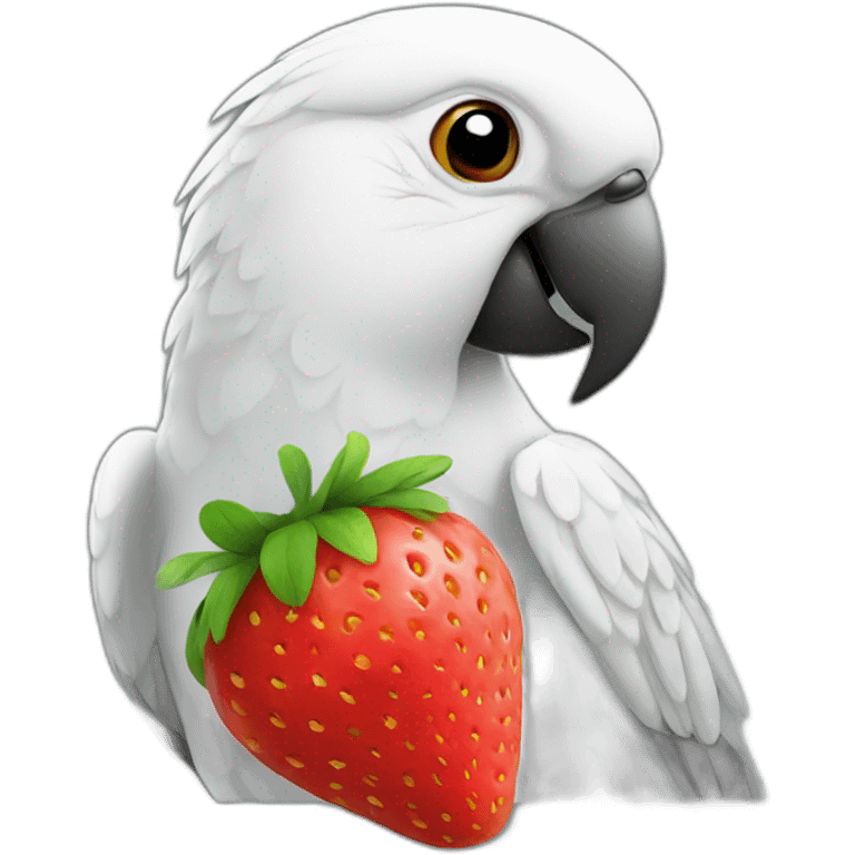 Parrot eating strawberries emoji